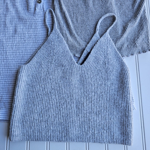 Bke, French Connection, American Eagle, Gray Ribbed Tank Top Set Womens XS - Picture 2 of 3